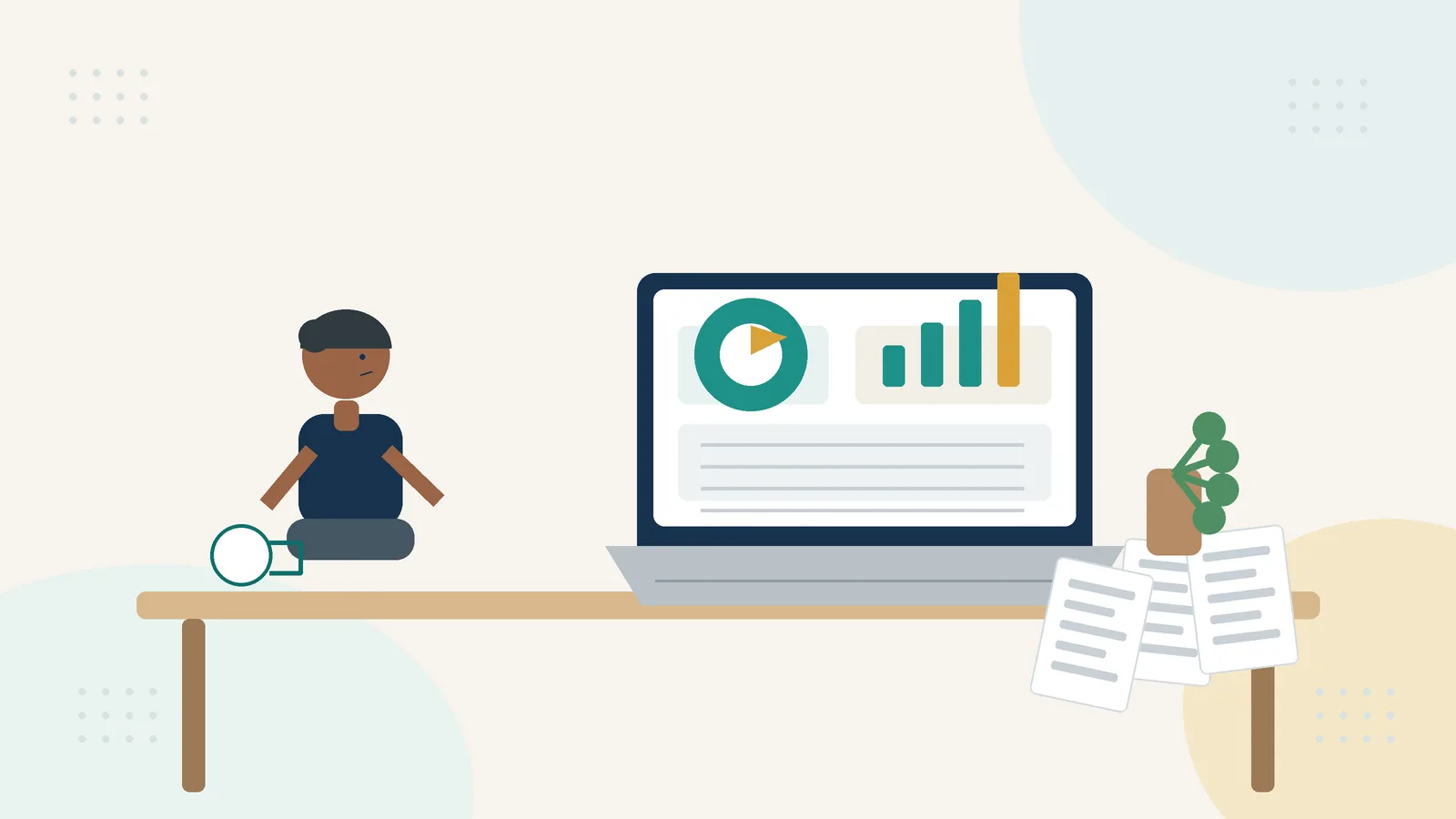 UK sole trader doing bookkeeping with a laptop and receipts at a small home office